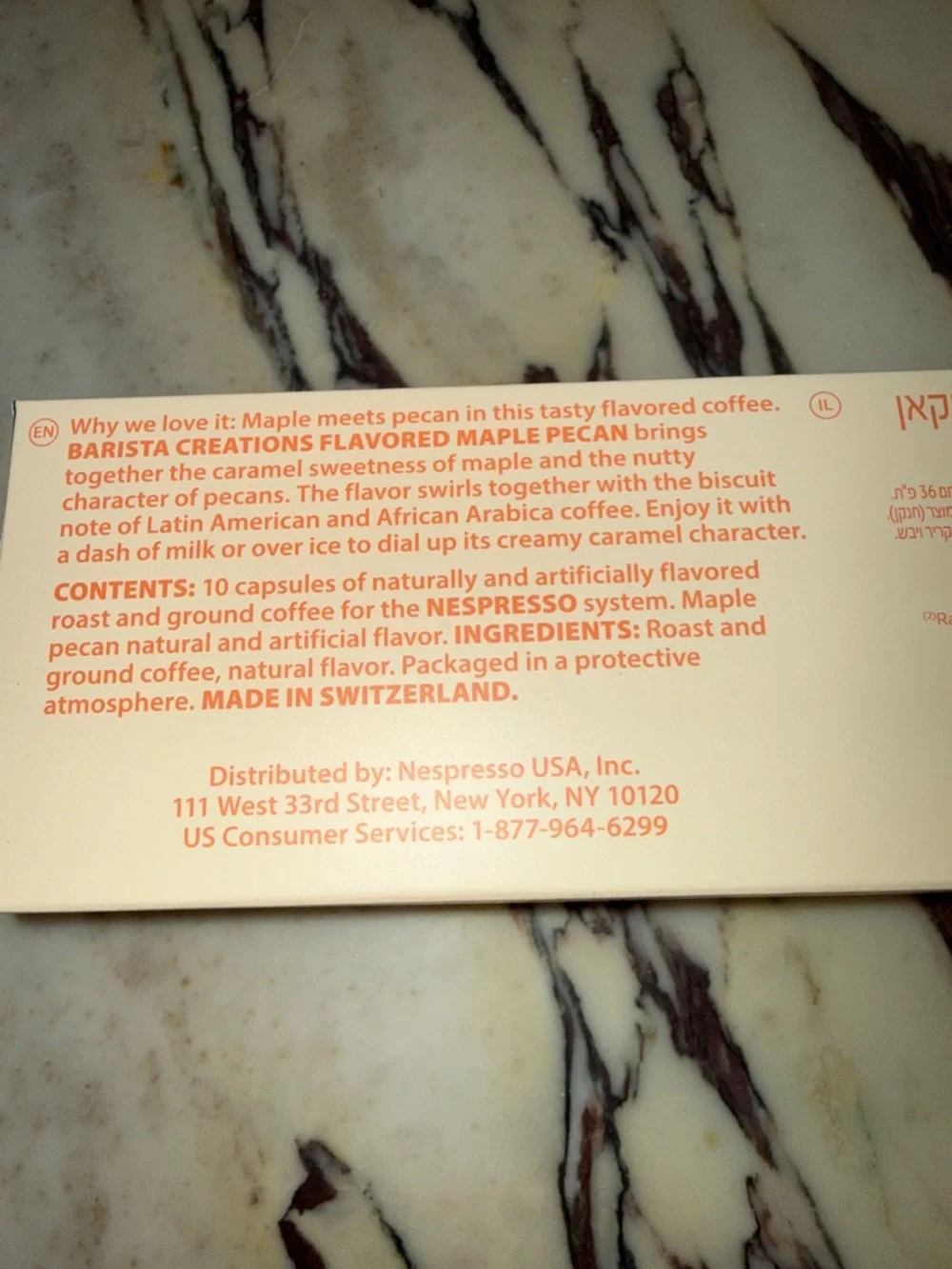 Nespresso Maple Pecan Espresso 10 Capsule Box - Picture 3 of 6
